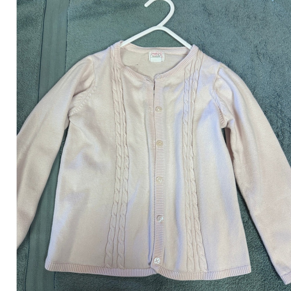 Mud Pie Girls Pink Cable Knit Button Front Cardigan Sweater Size 5T
